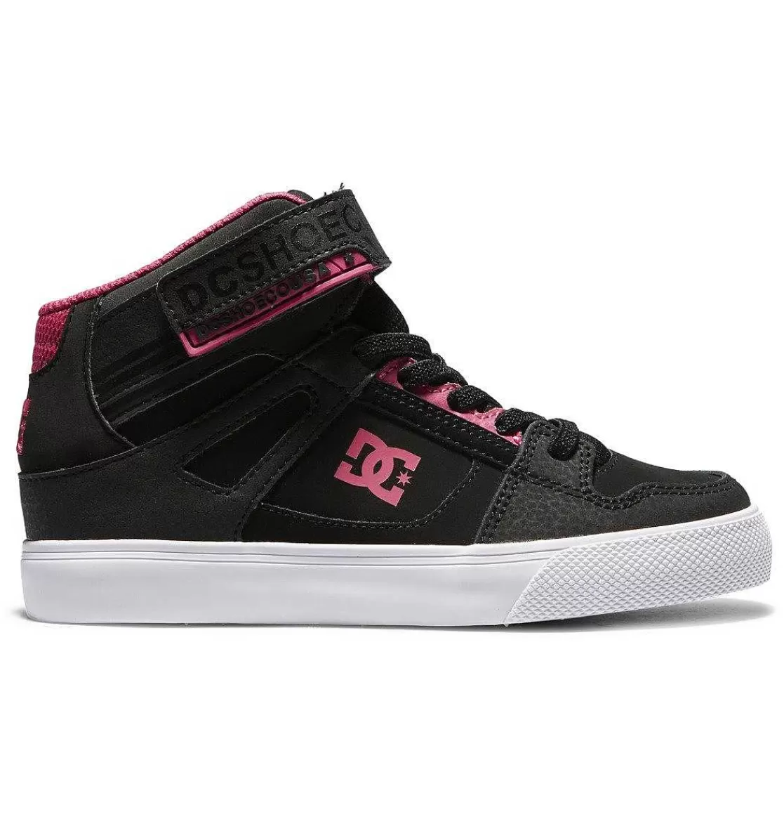 DC Shoes Girls Kids' Pure High Elastic Lace Shoes Black/Pink/Black-Kids Sneakers