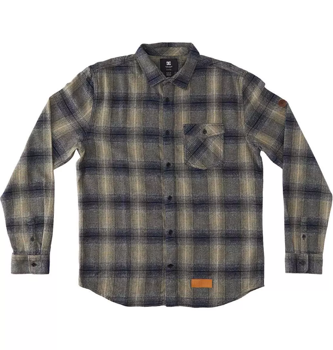 DC Shoes Men'S Marshal Flannel Long Sleeve Shirt Dress Blue/ Plaza Toupe Plaid-Men Shirts & Flannels