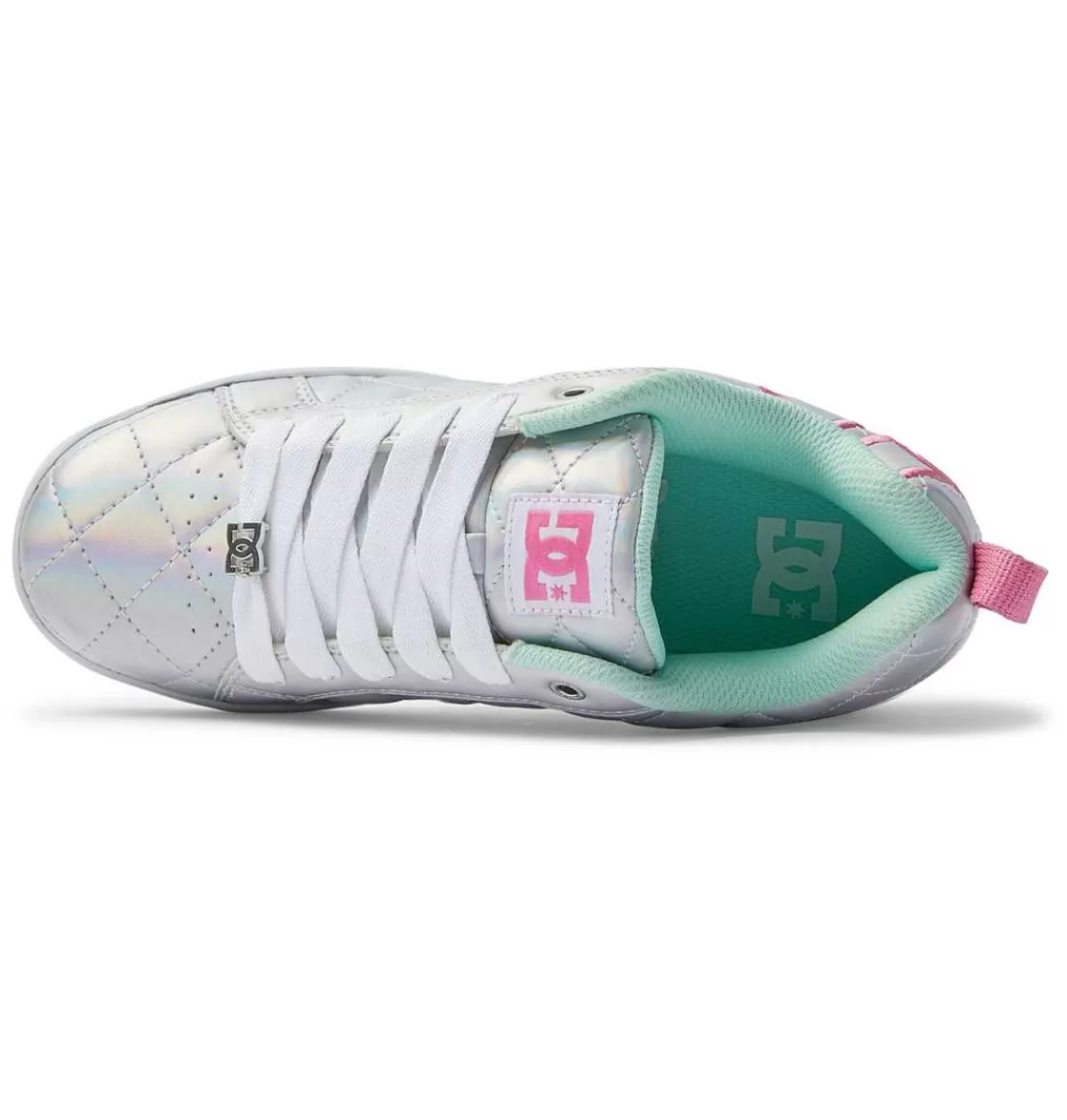 DC Shoes Women'S Court Graffik Se Shoes White/Metallic Silver/Pink-Women Sneakers